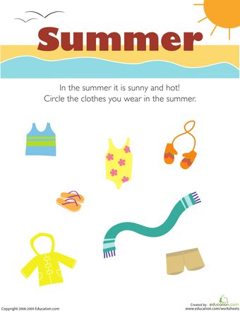 Worksheets: What Do You Wear in the Summer? Preschool Weather Theme, Science Prek, Make Something Monday, Online Teaching Ideas, I Worksheet, Special Ed Preschool, Evs Worksheet, Weather Lesson Plans, Action Verbs Worksheet