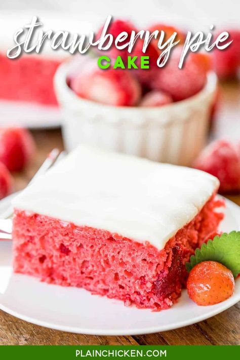 5 Flavor Pound Cake, Pie Filling Desserts, Canned Strawberries, Strawberry Pie Filling, Pie Filling Recipes, Strawberry Cake Mix, Plain Chicken, Strawberry Pie, White Cake Mixes