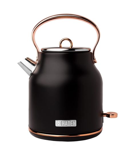 Haden Heritage 1.7L Black Kettle - Cordless 3KW Fast Boil Kettle, Removable Filter, Auto Shut-Off and Boil-Dry Protection, Perfect Retro Kettle for Countertops and Everyday Use Black Kettle, Electric Tea Kettle, Copper Kettle, Household Decor, Pebble Beach, Tea Kettle, Small Kitchen Appliances, Electric Kettle, Small Appliances