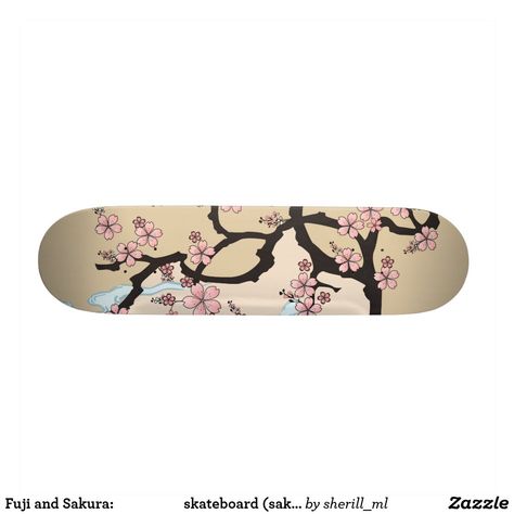 Fuji and Sakura: skateboard (sakura version) Skateboard Deck Skateboard Deck Design Ideas, Skate Deck Design, Pink Skateboard, Skateboard Ideas, Snowboard Design, Deck Art, Fuji Mountain, Deck Designs, Cool Skateboards