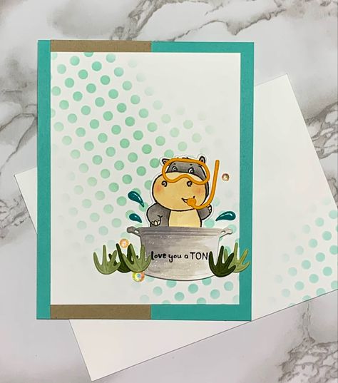 Stampin Up Hippest Hippos, Minion Card, Card Board, Splish Splash, Animal Cards, Card Sketches, Nature Prints, Stamping Up, Kids Cards