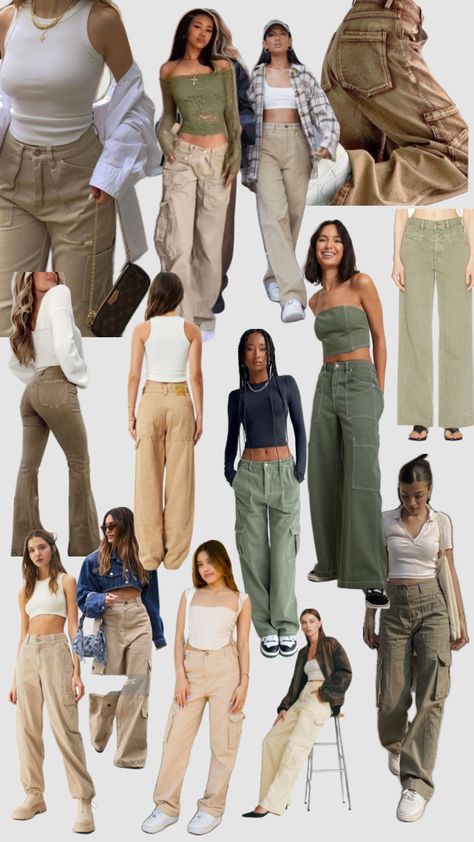 Fall 2023 utility denim trends #cargos #cargopants #carpenters #utility Carpenter Denim Outfit, Uniqlo Cargo Pants Outfit, Beige Denim Outfit, Cream Carpenter Pants Outfit, Styling Khaki Cargo Pants Women, How To Style Cream Cargo Pants, Utility Style Women, Utility Jeans Outfit, Pants 2023 Fashion Trends