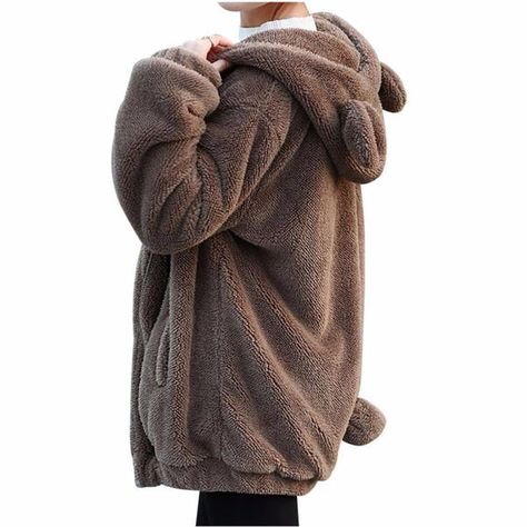 Ursa: Fluffy Bear Hoodie Bear Ear Hoodie, Zipper Hoodie Women, Hoodies Zipper, Fluffy Bear, Pullovers Outfit, Loose Hoodie, Bear Hoodie, Bear Ears, Winter Sweatshirt