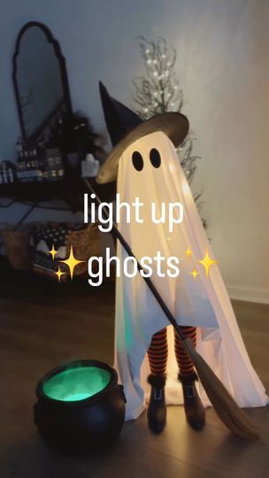 Light Up Ghost Costume, How To Make Ghosts, Light Up Ghost, Ghost Lights, Ghost Costume, Holiday Deco, Tomato Cages, Up Costumes, Halloween Make Up