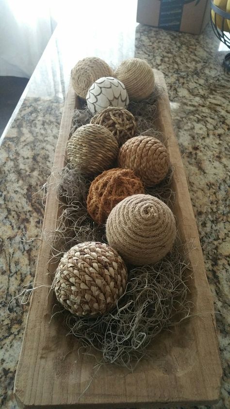 Decorative balls  Amazon Wooden Balls Decoration, Wicker Balls Decor Ideas, Rattan Balls Decor Ideas, Wooden Orbs Decor, Decorative Balls For Bowls, Decorative Spheres In Bowl, Wooden Sphere Decor, Farmhouse Kitchen Table Centerpiece Woven Balls, Moss Bowls