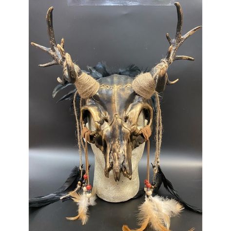 Deer Skull Mask, Deer Cosplay, Priestess Aesthetic, Demon Witch, Deer Mask, Doctor Halloween, Larp Props, Lace Masquerade Masks, Forest Moss