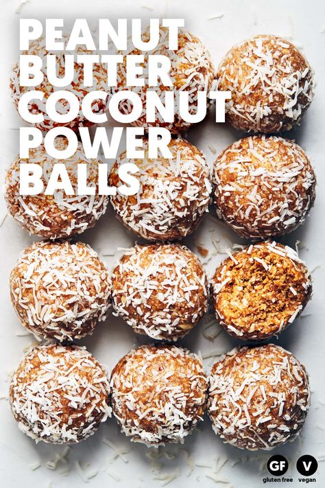 Peanut Butter Coconut Power Balls — Evergreen Kitchen Evergreen Kitchen, Power Snacks, Peanut Butter Crunch, Protein Balls Recipes, Plats Healthy, Coconut Balls, Healthy Protein Snacks, Coconut Peanut Butter, Energy Ball Recipe