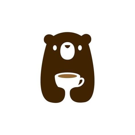 Cute Animal Logo, Character Logo Design, Mug Logo, Coffee Bear, Bear Logo Design, Drink Logo, Cafe Logo Design, Coffee Cartoon, Tea Logo