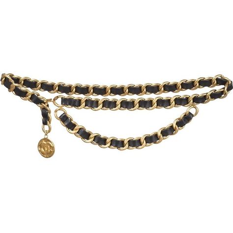 Chanel Vintage two chain belt (£1,440) ❤ liked on Polyvore featuring accessories, belts, jewelry, black, chanel belt, black chain belt, 100 leather belt, black belt and leather belt Belt Chanel, Chanel Chain Belt, Belts Vintage, Nicole Fashion, Coin Belt, Belt Chain, Vintage Leather Belts, Belt Vintage, Chanel Chanel