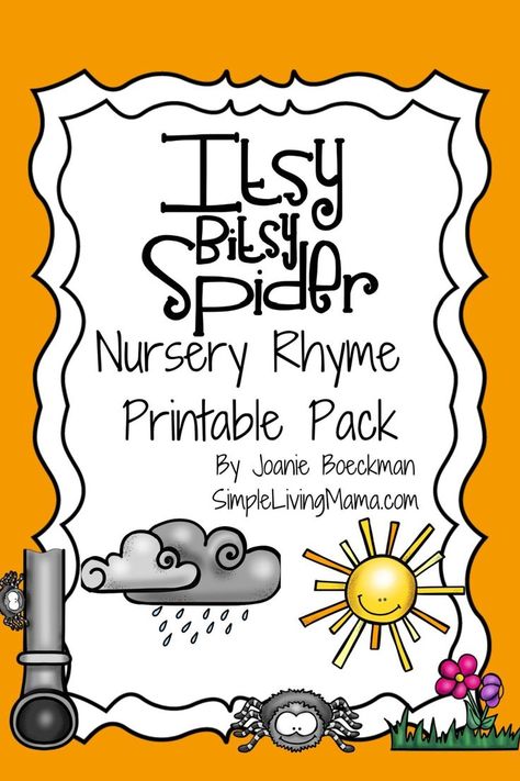 These adorable Itsy Bitsy Spider nursery rhyme printables are great for kids in preschool or kindergarten. Spider Activities For Preschool, Itsy Bitsy Spider Craft, Spider Math Activities, Itsy Bitsy Spider Activities, Spider Lessons, Spiders Preschool, Nursery Rhyme Activities, Spider Printable, Rhyme Activities