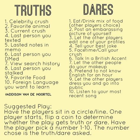 Truth Or Dares To Do With Friends, Dares To Do With Your Boyfriend, Blooket Game Ideas, Truth Or Dare Ideas Friends, Dare Ideas For Truth Or Dare, Games To Play Outside With Friends, Dares To Do With Friends, Dares For Teenagers, Truth And Dare Ideas