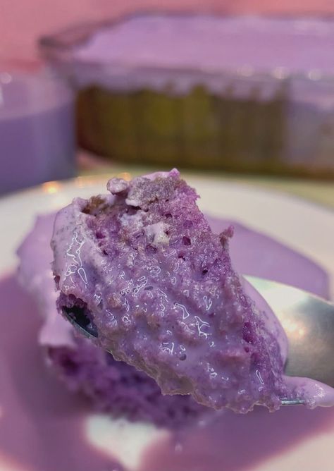 Ube Glaze Recipe, Ube Tres Leches Cake, Ube Tres Leches Cake Recipe, Ube Tres Leches, Ube Desserts Recipes, Ube Dessert Recipe, Easy Filipino Recipes, Mexican Cake, Ube Recipes