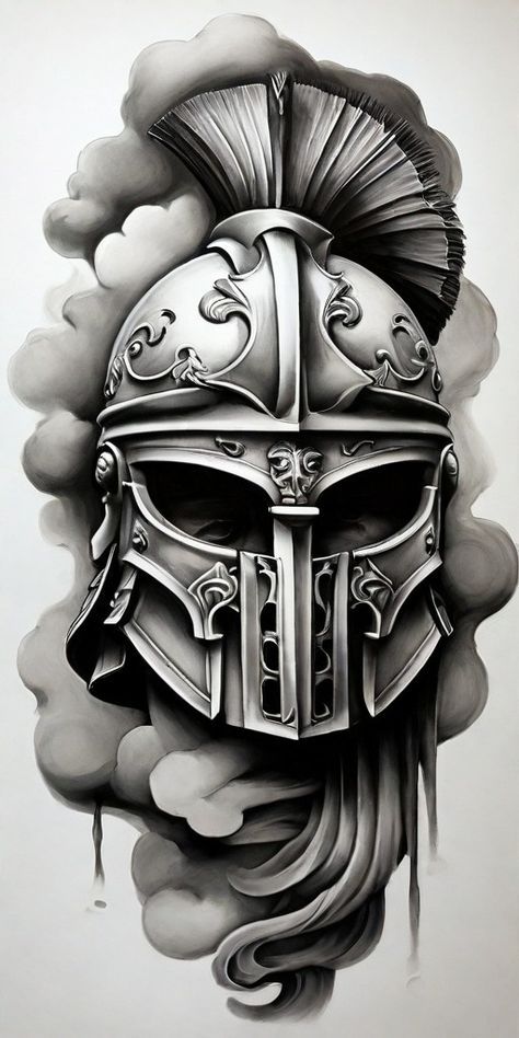 Roman Gladiator Tattoo Design, Gladiator Helmet Tattoo, Roman Helmet Tattoo, Roman Tattoo Design, Helmet Tattoo Design, Spartan Tattoo Design, Spartan Helmet Tattoo, Tattooed Couples Photography, Compass And Map Tattoo