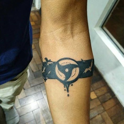 Naruto Armband Tattoo, Naruto Band Tattoo, Anime Armband Tattoo, Anime Arm Band Tattoo, Anime Wrist Tattoo, Naruto Forearm Tattoo, Anime Shoulder Tattoo, Akatsuki Tattoo Ideas, Anime Tattoo Ideas For Men