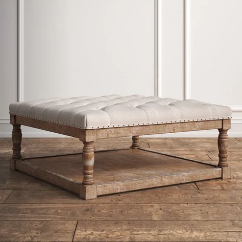 Kelly Clarkson Home Upholstered Storage Ottoman & Reviews | Wayfair Quilted Ottoman Coffee Table, Rectangle Tufted Ottoman Coffee Table, English Ottoman Coffee Table, Oversized Cream Ottoman, Tufted Ottoman Coffee Table Wood, French Living Rooms, Ottoman Coffee, Square Ottoman, Linen Armchair