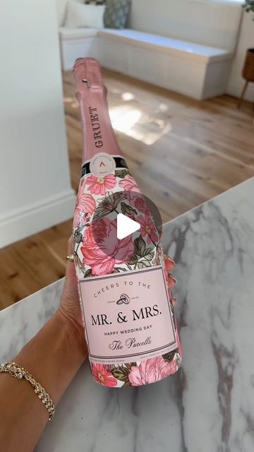 Brandi Miller on Instagram: "How I make cutesy champagne bottles 🌸🎀🌷" Midge Podge Champagne Bottle, Mod Podge Wine Bottles, Mod Podge Champagne Bottle, How To Decorate Wine Bottles, Modge Podge Champagne Bottle, Wedding Champagne Bottles, Champaign Bottle, Wedding Champagne, Happy Wedding Day