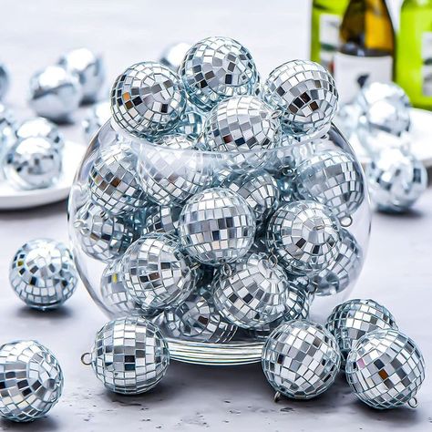 Mamma Mia Decorations for a Mamma Mia Bachelorette Party + Hanging Mini Disco Balls Mini Disco Ball, Disco Ball Decorations, 70s Disco Party, Ball Birthday Parties, Disco Theme, Sparkle Party, Ball Decorations, Disco Balls, Bachelorette Party Decorations