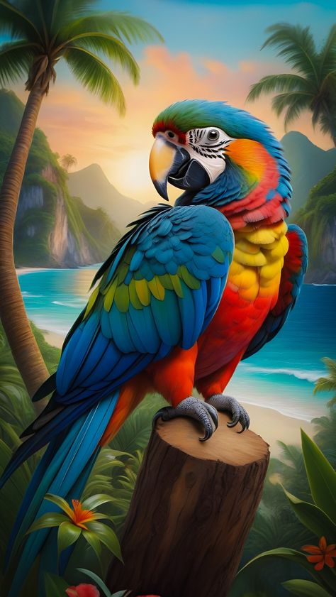 Burung Kakatua, Jungle Decor, Birds Wallpaper, Pencil Drawings Of Animals, Parrots Art, Photo Album Layout, Tropical Parrot, Macaw Parrot, Colorful Parrots