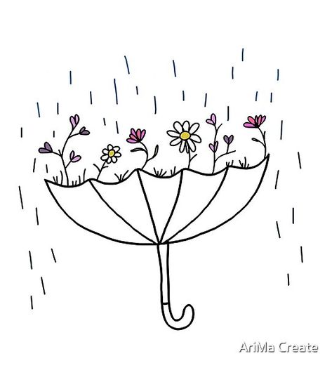 Umbrella Design Drawing, Tattoo That Symbolizes Growth, Umbrella Tattoo Ideas, Upside Down Umbrella Tattoo, Umbrella Flower Tattoo, Rain Will Make The Flowers Grow Tattoo, Growing Up Tattoo, Growth Doodle, Symbols For Growth