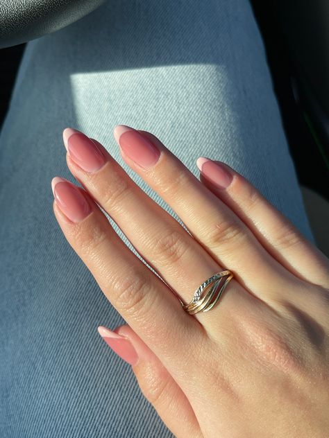 Dark Pink Nails Almond, Dark Pink French Nails, Dark Pink French Tip, Dark Pink French Tip Nails, Dark Pink Nails, Pink French Nails, Pink French, Blush Nails, Dark Nails