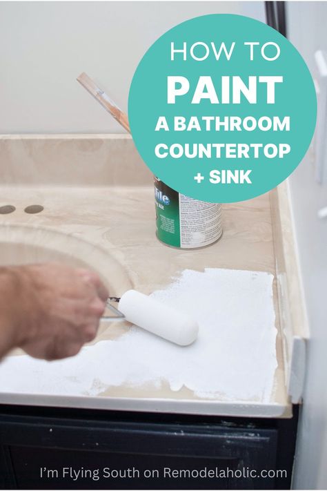 Paint Your Countertops, Paint Countertops, Interior Painting Ideas, Counter Top Sink Bathroom, Painted Vanity Bathroom, Countertop Makeover, Painted Bathroom, Painting Countertops, Painting Walls