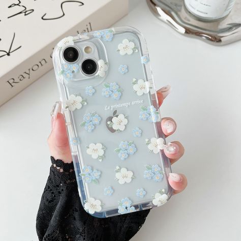 PRICES MAY VARY. 💐【ONLY for iPhone 14】Case ONLY designed for iPhone 14 6.1 inches,support wireless charging, please check your phone model carefully before ordering. Any questions,contact us! 💐【Cute iPhone 14 Flower Phone Case】Vivid floral patterns decorate the iPhone 14 case, making it as pleasant as being in a spring garden. Transparent back design shows your unique taste while keeping the original color of the phone. 💐【Upgraded Drop & Anti-scratch Function】The iPhone 14 phone case with thi Unique Phone Case Design, Iphone 13 Accessories, Iphone 13 Mini Phone Case, Phone Case For Blue Phone, Cute Summer Phone Cases, I Phone 11 Cases, Clear Iphone Case Ideas, Cute Clear Phone Cases, Cute Iphone 12 Cases