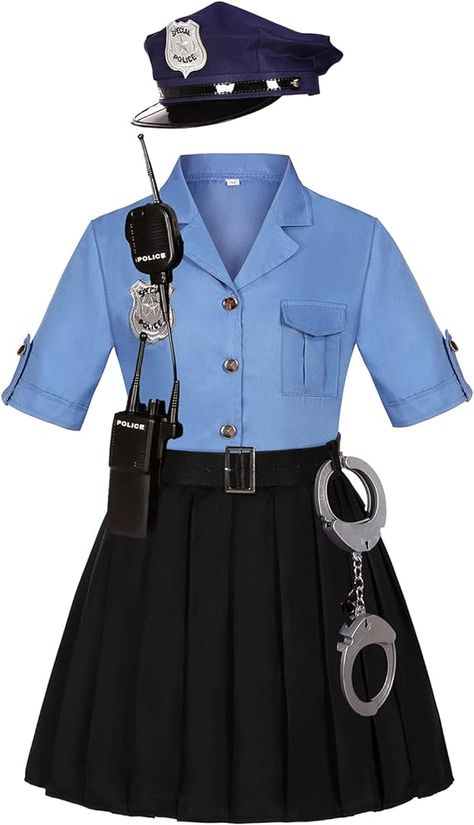 Amazon.com: KAKALVER Police Officer Costume for Kids Police Dress Up for Halloween Party Girl’s Police Gift Role Play : Clothing, Shoes & Jewelry Police Dress Uniform, Police Officer Outfit, Cop Costume For Kids, Police Dress, Halloween Party Girls, Cop Outfit, Officer Costume, Police Officer Costume, Police Outfit