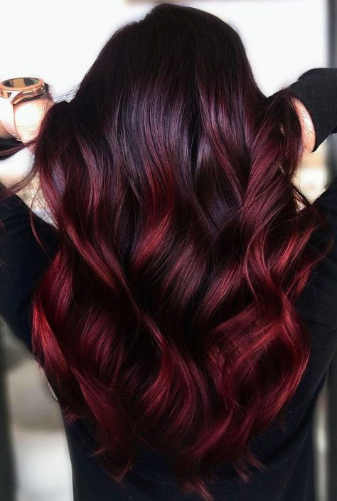 17 Amazing Burgundy Hair Color to Make an Attractive Hair Wine Hair Color Balayage, Red Wine Hair Color, Red Wine Hair, Pelo Color Vino, Black Cherry Hair Color, Black Cherry Hair, Deep Red Hair, Red Balayage Hair, Cherry Hair Colors