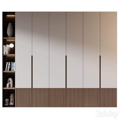 Wardrobe Display Cabinet, Wardrobe Modern Design Bedrooms, Mdf Wardrobe Design Bedroom, Full Wall Wardrobe Design, Full Wall Closet, Wall Cupboards Design, Veneer Wardrobe Design, Modern Wardrobe Ideas, Full Height Wardrobe