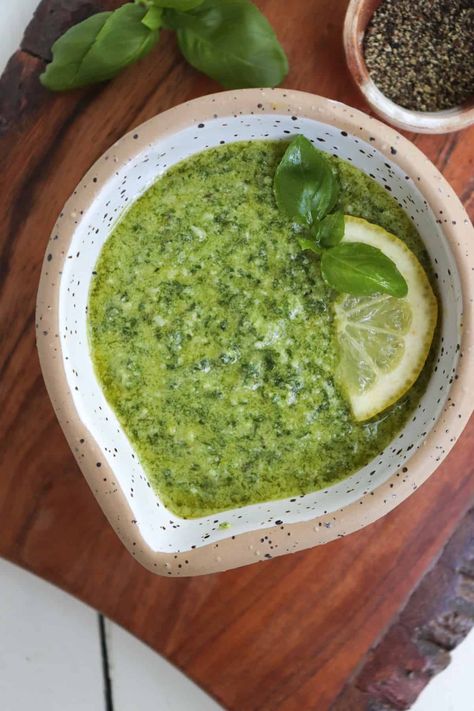 Lemon Pesto Sauce - Season & Thyme Ninja Creami Peanut Butter, Lemon Pesto Sauce, Parsley Pesto Recipe, Lemon Pesto Pasta, Peanut Butter Ice Cream Recipe, Lemon Basil Pesto, Pesto Orzo, Freezing Fresh Herbs, Parsley Pesto