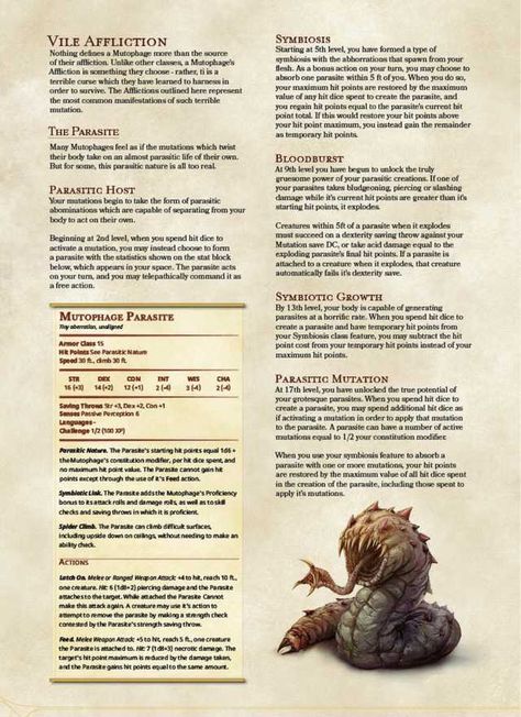 Resident Evil Dnd 5e, Dnd Parasite, Parasite Monster, Dnd Things, Dnd Stats, Dnd Homebrew, D D Classes, Dnd Campaign, Dungeon Master's Guide