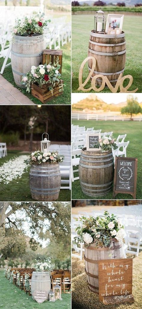 Wine Barrels Wedding, Barrels Wedding, Country Prom, Wedding Food Table, Wine Barrel Wedding, Garden Tent, Barrel Ideas, Barrel Wedding, Rustic Wedding Table Decor