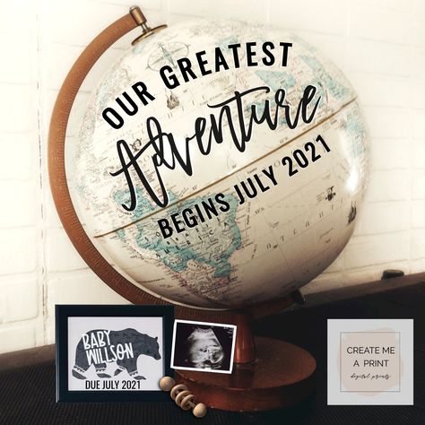 Adventure Baby Shower Theme, Adventure Awaits Baby Shower, Pregnancy Announcement Template, Travel Baby Shower Theme, Travel Baby Showers, Cute Pregnancy Announcement, Adventure Baby Shower, Digital Pregnancy Announcement, Adventure Theme