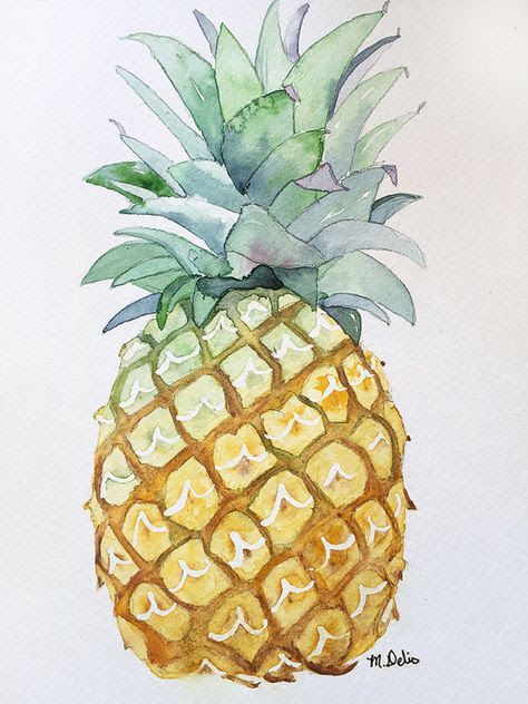 Pineapple Watercolor, Watercolor Pineapple, Watercolor Fruit, Painting Subjects, Dump Cake, Tile Coasters, Watercolor Ideas, Water Colors, Watercolor Inspiration