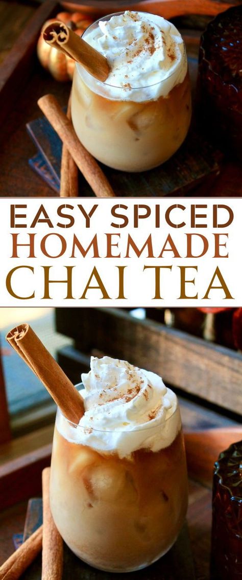 This easy mixture makes for a slightly concentrated spiced chai tea recipe. It can easily be made and served as hot chai tea or cold iced chai tea (or chai tea latte). The bold warming and cozy spices of chai tea are amplified with pinches of ground ginger, clove, and cinnamon for an extra layer of warm spiced flavor.  #chaitea #chaitearecipe #icedchaitea #chaitealatte #chaitealattestarbucks #homemadechaitea #easychaitea Chia Tea Mix Recipe, Chai Bubble Tea, Good Tea Recipes, Chai Tea Spice Blend, Hot Chai Tea Latte Recipe, Russian Tea Mix With Tang, Chai Tea Latte Concentrate Recipe, Clove Tea Recipes, Chi Tea Latte Recipe