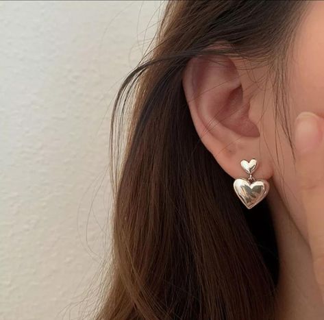 Sterling Silver Heart Earrings, Silver Heart Earrings, Chic Earrings, Heart Dangle Earrings, Heart Shaped Earrings, Sweet Love, Heart Drop Earrings, Jewelry Lookbook, Stud Earrings For Women