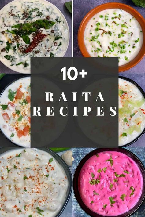 Raitha Recipes, Raita Recipe Indian, Indian Raita, Yogurt Dips, Indian Yogurt, Vegetarian Curries, Chicken Main Dish Recipes, Indian Salads, Indian Rice Recipes