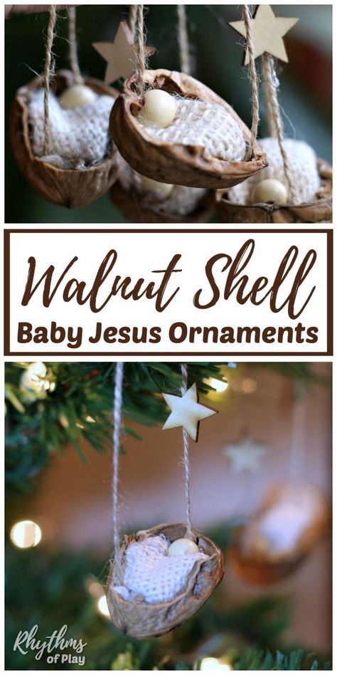 Jesus Christmas Ornaments, Baby Jesus Ornament, Manger Christmas, Diy Nativity, Baby Christmas Ornaments, Diy Christmas Ornament, Jesus Christmas, Handmade Christmas Crafts, Homemade Ornaments