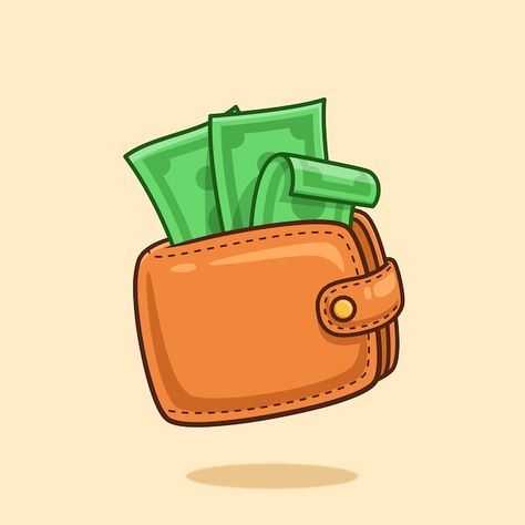 cute leather wallet with money vector cartoon design illustration Money Illustration Graphics, Money Illustration Art, Wallet Drawing, Wallet Illustration, Money Animation, Cartoon Objects, Money Cartoon, Cartoon Money, Money Vector