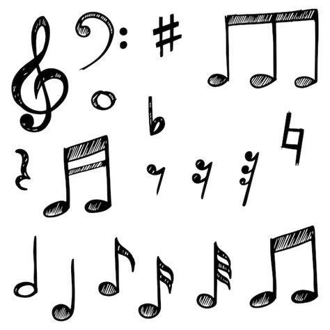 Musical Notes Drawing, Music Notes Drawing Doodles, Notes Drawing Doodles, Music Note Doodle, Piano Doodle, Song Doodles, Drawing Ideas Music, Music Notes Illustration, Doodles Music