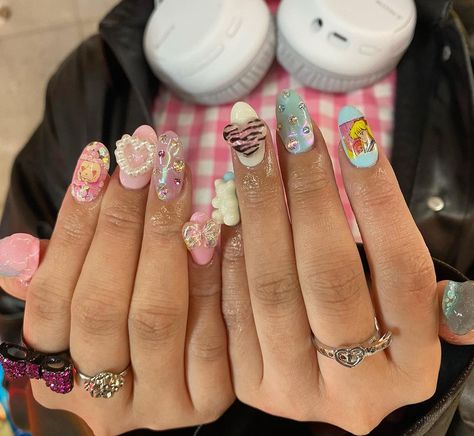 Sucre Nails, Harajuku Nails, Deco Nails, Nail Stuff, Soft Nails, Kawaii Nails, Nail Nail, Dream Nails, Junk Drawer