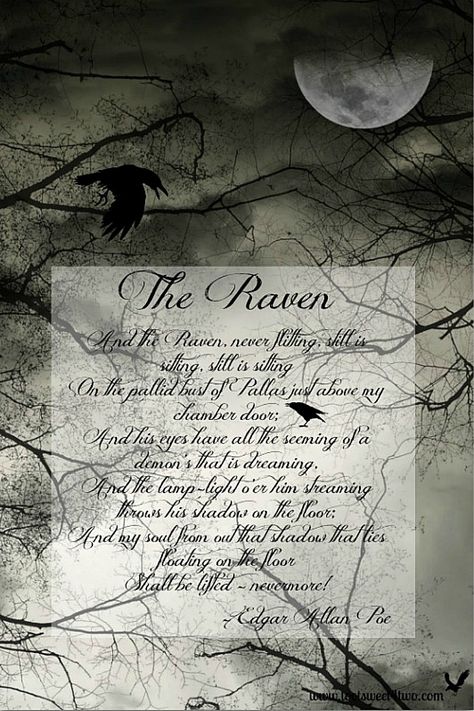 The Raven 750x1126 Neighborhood Ideas, Poe Boy, Nevermore Raven, Prim Halloween, Free Halloween Printables, Halloween Ephemera, Imprimibles Halloween, Decorating For Halloween, Spell Books