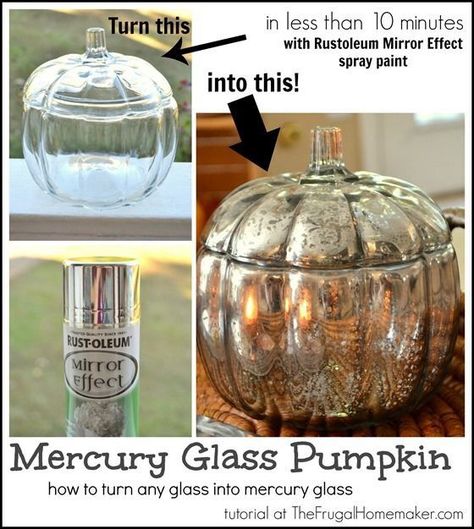 Mercury glass - oh the possibilities with this stuff!!!! Mirror Effect Spray Paint, Pumpkin Tutorial, Mercury Glass Diy, Glass Pumpkins, 200 Calories, Fall Diy, Crafty Craft, Mercury Glass, Craft Time