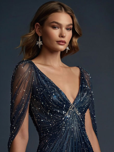 Night Court Ball Gown, Winter Court Dress, Stary Night Dresses, Summer Court Dress, Acotar Night Court Fashion, Feyre Night Court Outfit, Night Court Dress, Acotar Dress, Starfall Dress