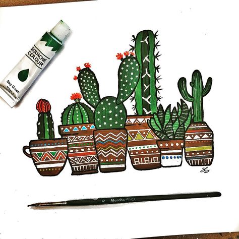 Salma Siblini on Instagram: “Inspired by @boelterdesignco Paint used: Gouache • • • • #gouache #gouachepainting #watercolor #acrylic #nature #cactus #painting…” Cactus Painting, Gouache Painting, Nature Art, Junk Journal, Cactus, Paint, Drawings, On Instagram, Quick Saves