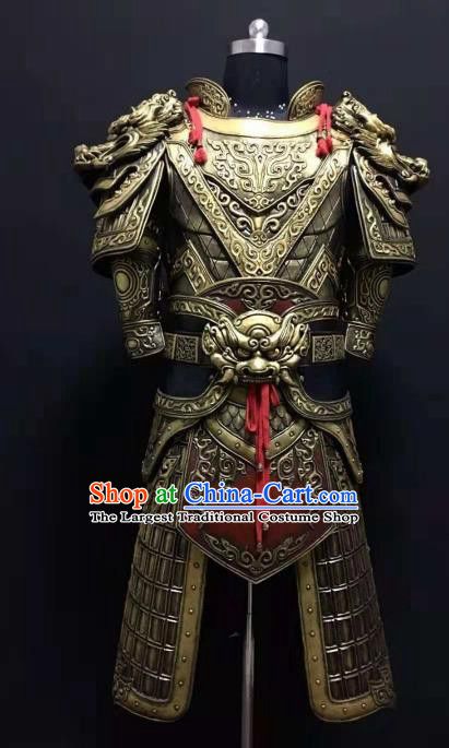 Chinese Ancient Drama Han Dynasty Warrior Costume General Golden Body Armor Complete Set Reception Dress Long, Soldier Costume, Chinese Armor, Warrior Costume, Armor Clothing, Chinese Warrior, Ancient Armor, Dynasty Warriors, Han Dynasty