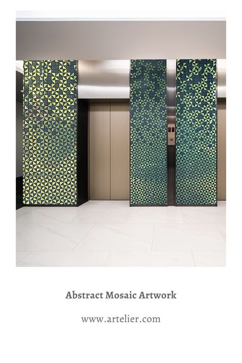 Discover this abstract lobby feature wall made by one of our contemporary artist. If you are looking for unique lobby design then you have come to the right place. Discover more contemporary lobby interiors. #lobbydesign #lobbyinterior Lobby Contemporary Design, Tower Lobby Design, Hotel Elevator Lobby Design, Lobby Feature Wall Design, Lift Wall Design, Lobby Wall Design Interiors, Lobby Area Design, Lobby Feature Wall, Feature Wall Design Ideas