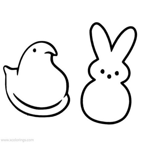 Peeps Coloring Pages, Peeps Crafts, Two Rabbits, Easter Crafts Preschool, Easter Drawings, Bunny Templates, Easter Templates, Easter Activities For Kids, Bunny Drawing