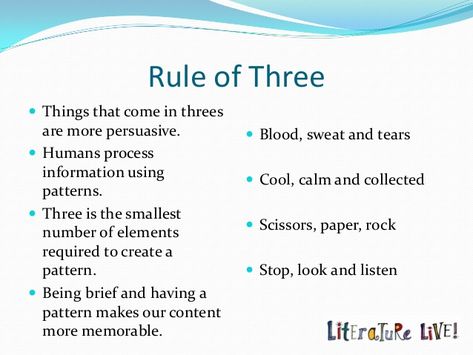 How To Write In Third Person, The Rule Of Three, Rule Of Thirds Examples, Persuasive Writing Techniques, Rules Of Magic, Persuasive Writing Rubric, Good Copywriting Examples, Persuasive Text, Rule Of Three