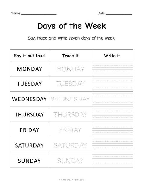 Days Of The Week Spelling Worksheet, Days Of The Week Tracing Sheet, Trace Days Of The Week, Learn Days Of The Week Preschool, Days Of The Week Handwriting, Trace And Write Sentences, Days Of The Week Writing Practice, Week Days Worksheet, Days Of The Week Worksheet Grade 1